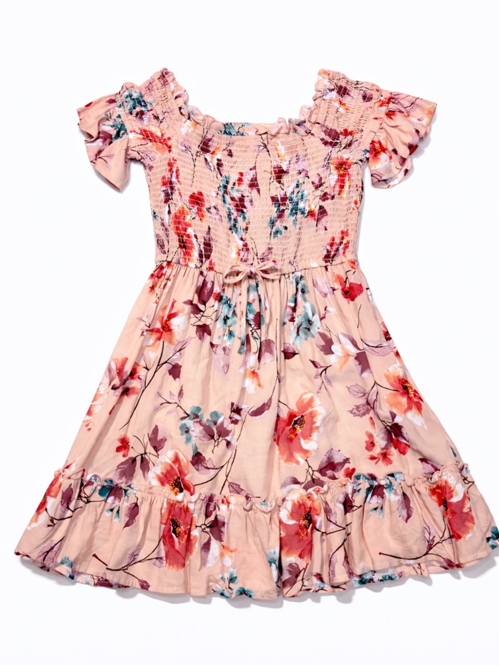 Band of Gypsies Floral Smocked Mini Dress Boho Cottagecore Spring S - Picture 2 of 9